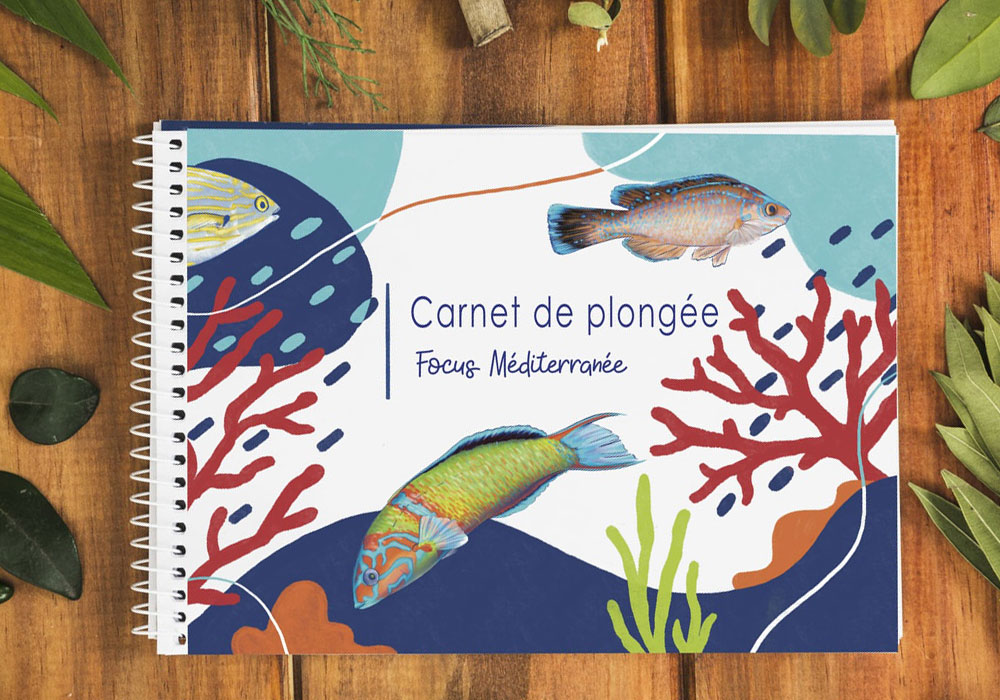 Couverture illustrée du carnet de plongée